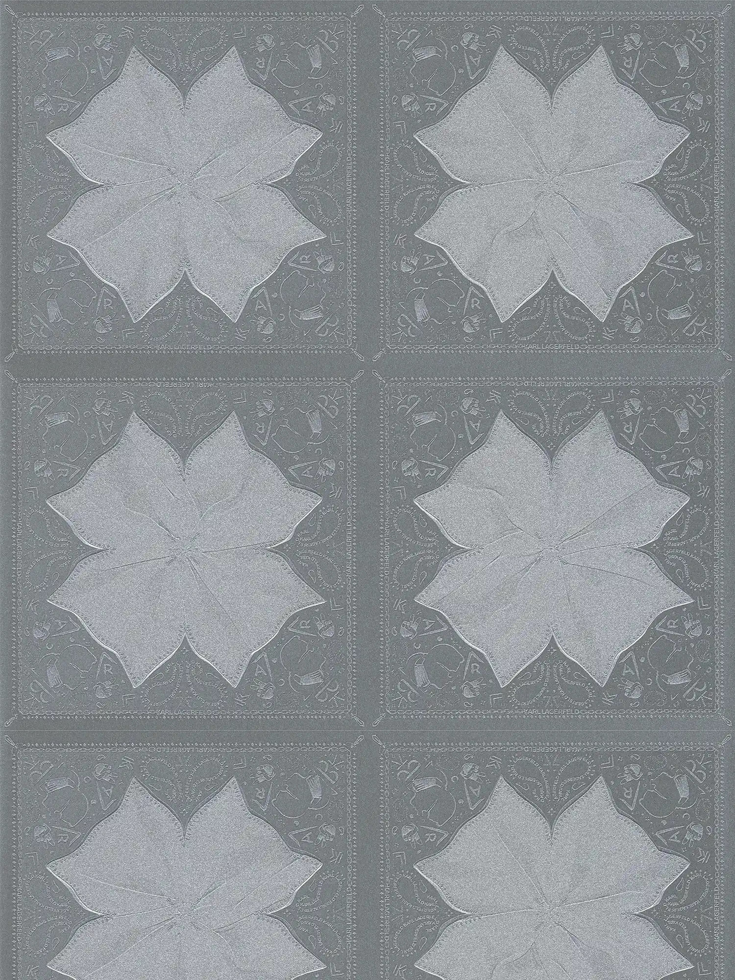 Wallpaper Karl LAGERFELD tie pattern - grey, metallic
