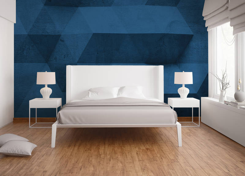             Concrete Wall with 3D Patterns Wallpaper - Blue
        