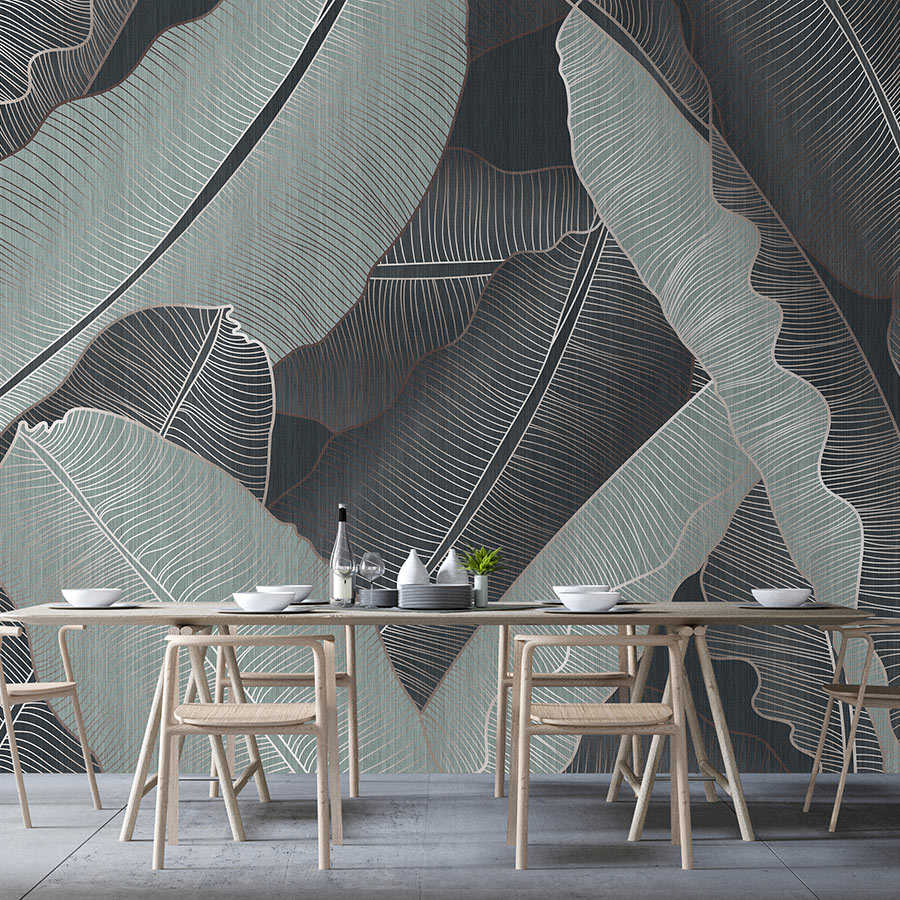 Under Cover 1 - Palm Leaf Drawing Style Grey & Pale Green Wallpaper
