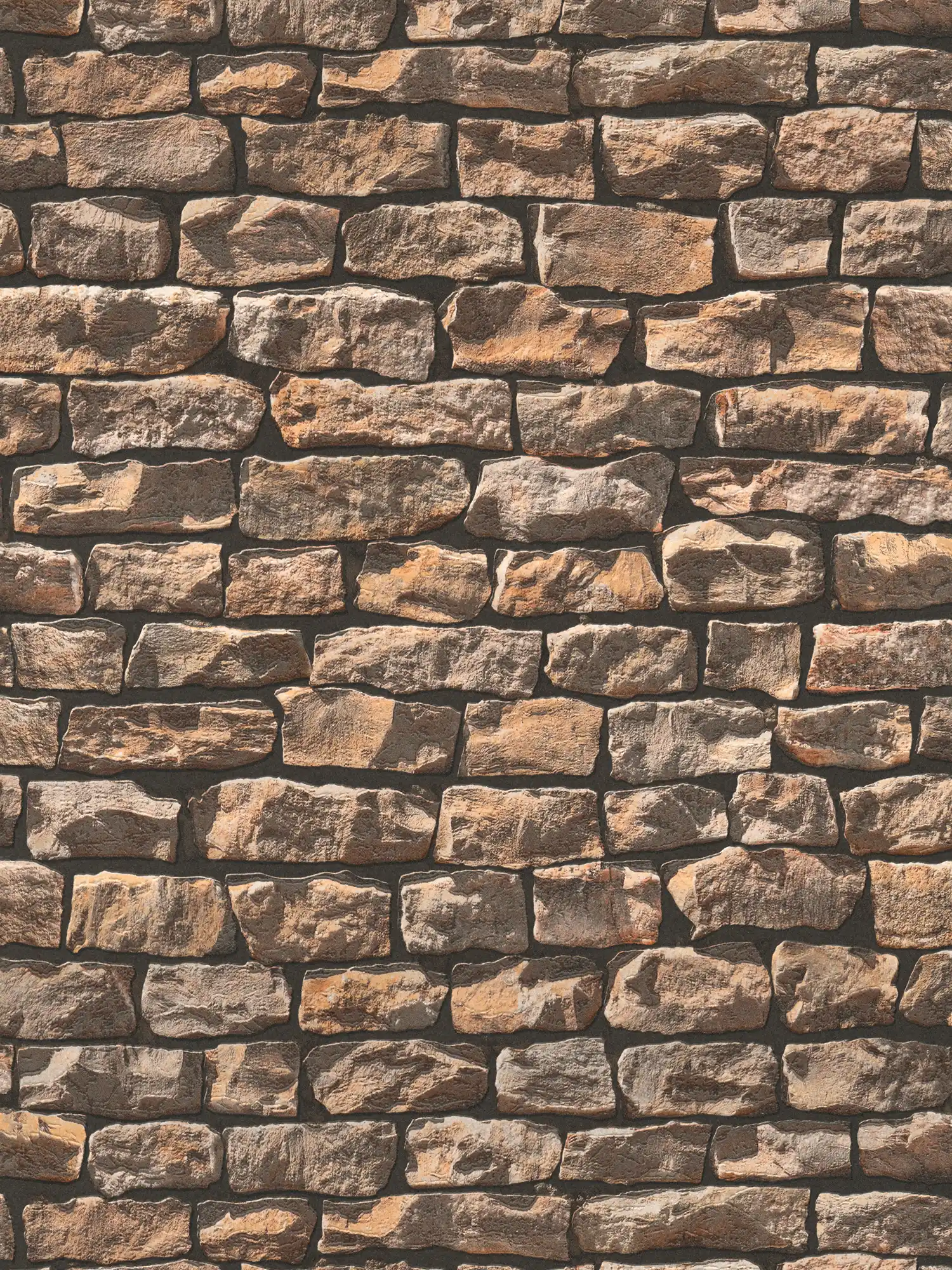 Masonry wallpaper with realistic natural stones - brown, beige, black
