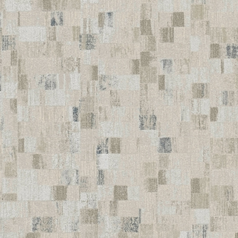             Non-woven wallpaper with texture design & mosaic effect - beige
        