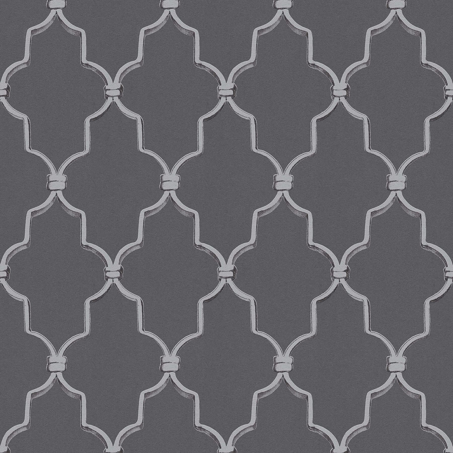 Art deco wallpaper with metallic pattern in retro style - grey
