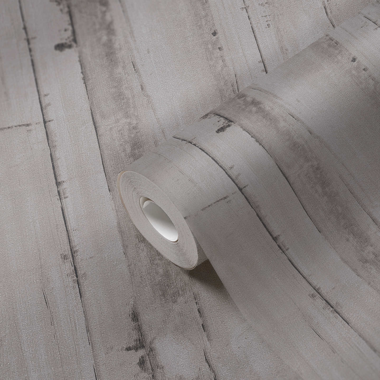             Non-woven wallpaper with wood look PVC-free - grey
        
