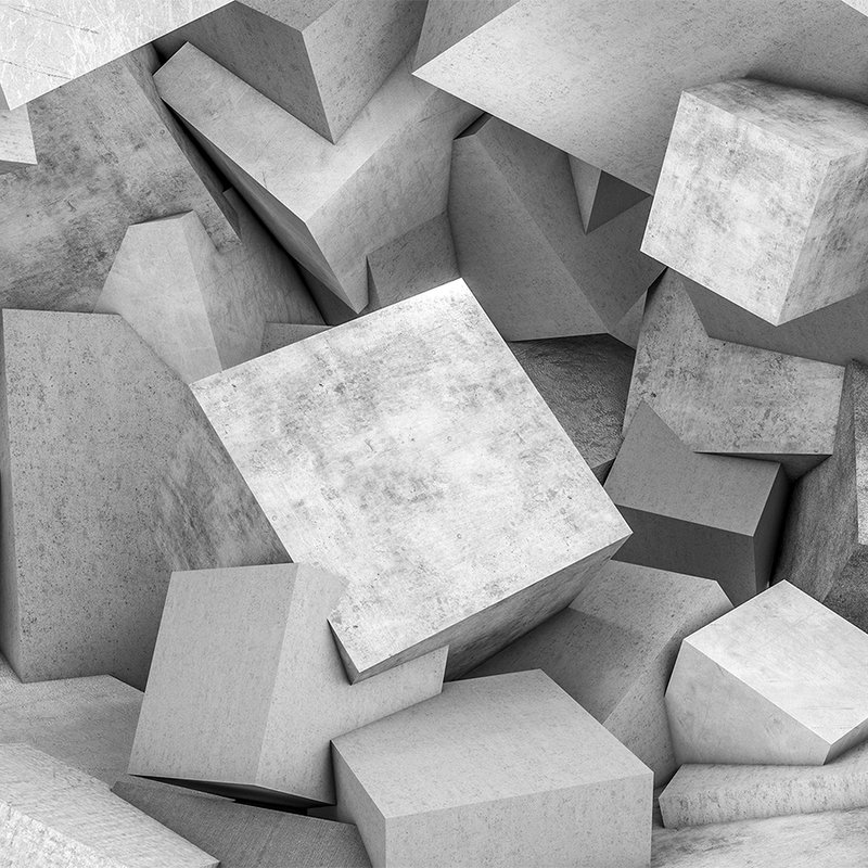         Concrete blocks with 3D look photo wallpaper - Grey
    
