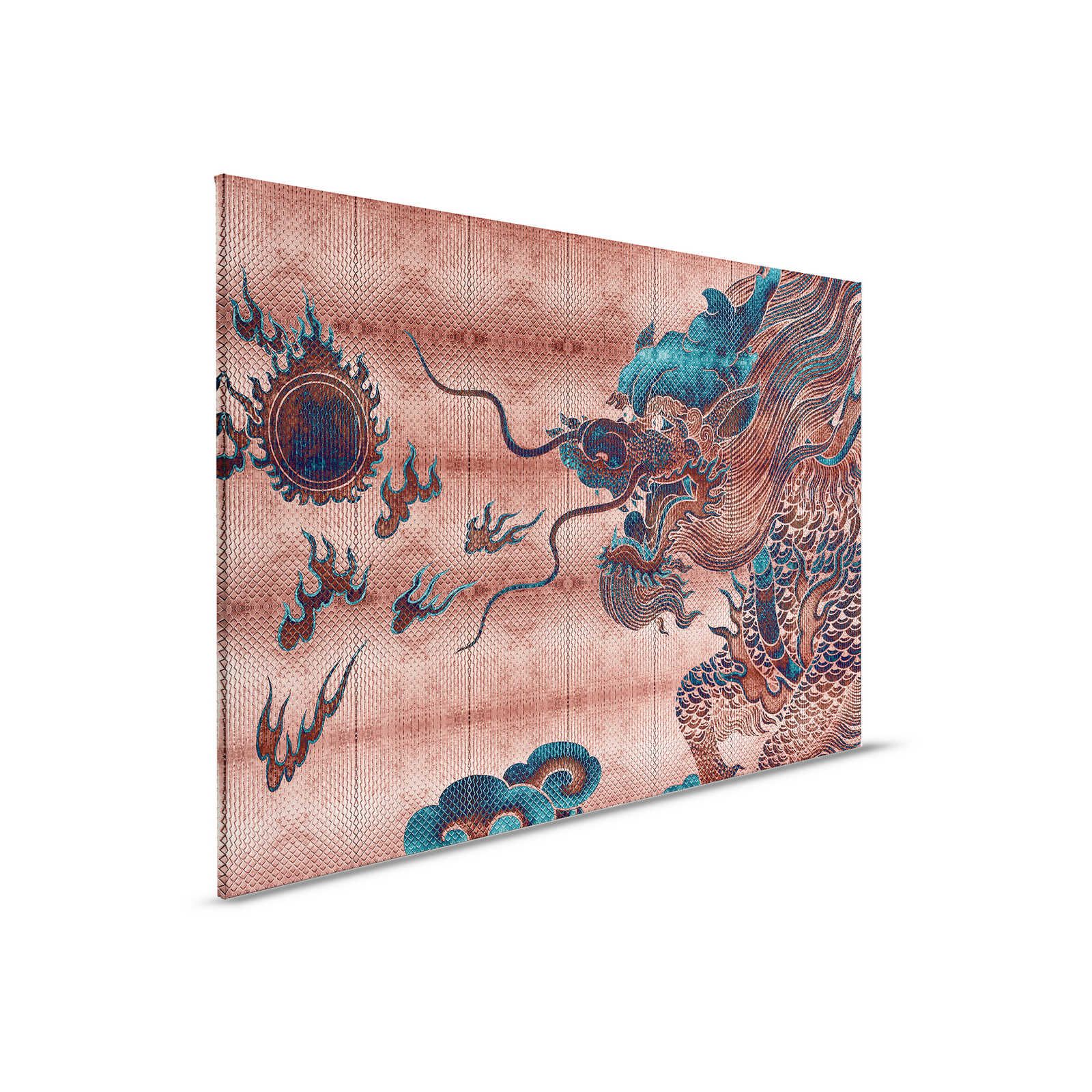 Shenzen 1 - Cuadro en lienzo Dragon Asian Syle con colores metálicos - 0,90 m x 0,60 m
