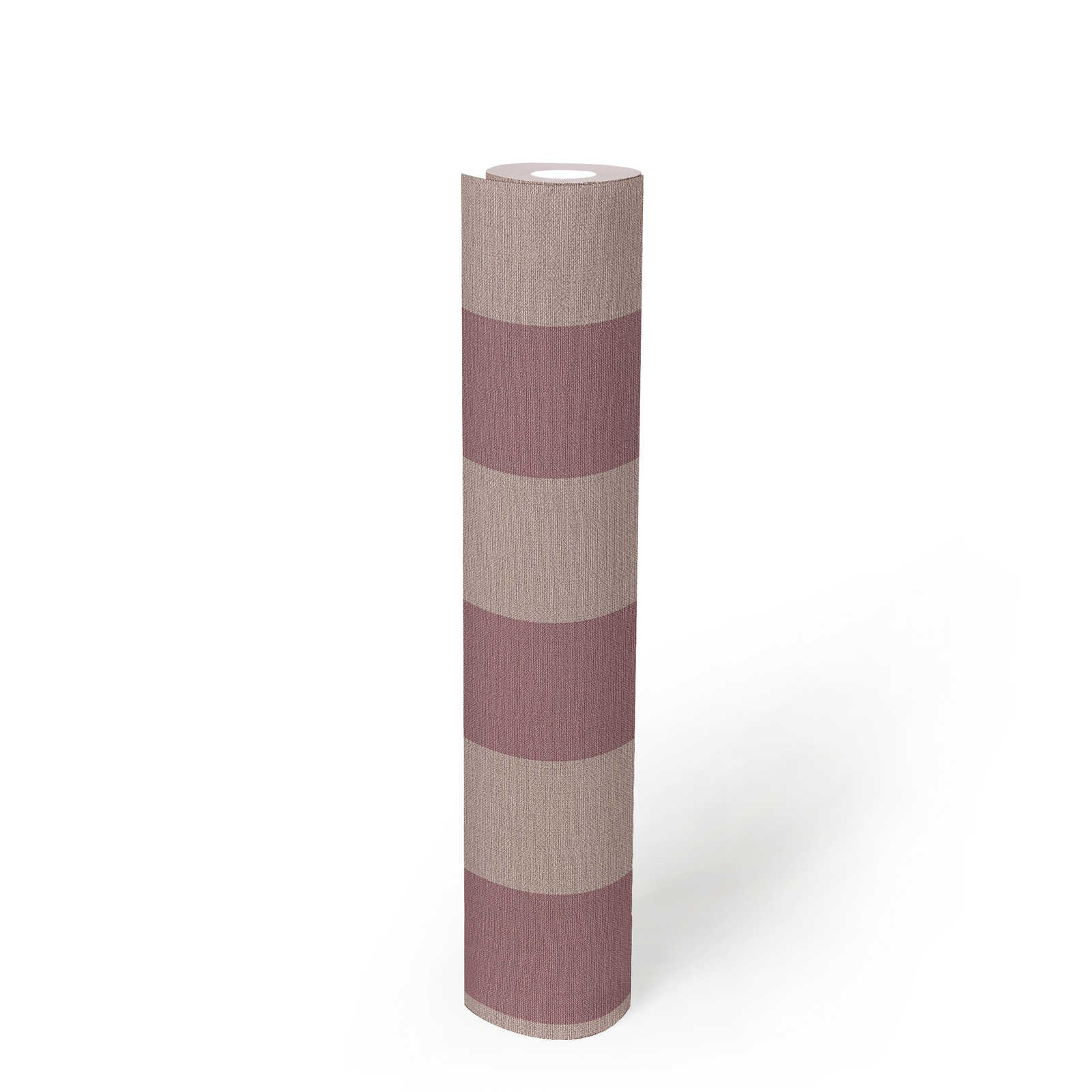             PVC-vrij gestreept behang met linnenlook - paars, grijs
        