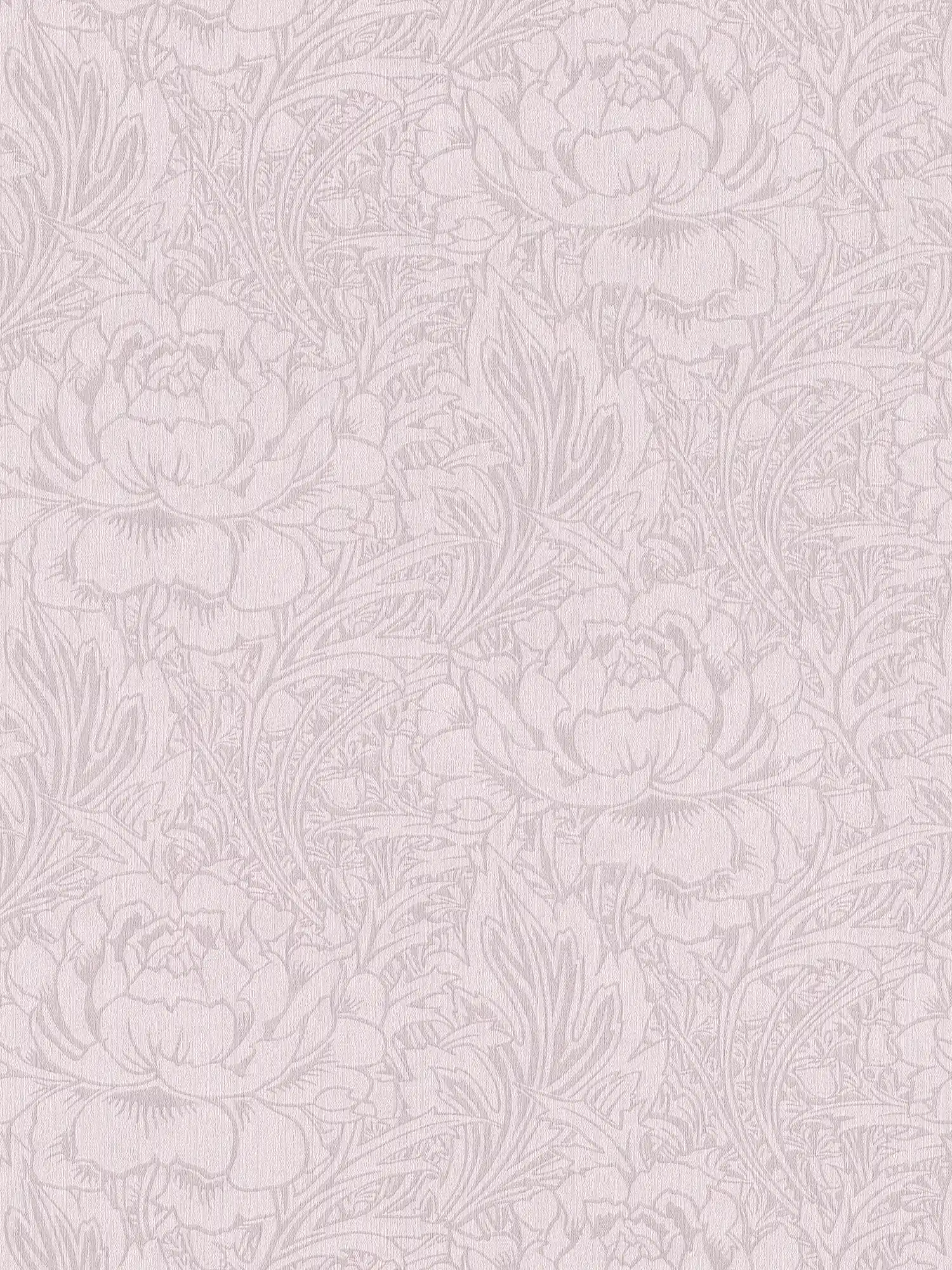 Papel pintado floral con motivos art nouveau, liso y mate
