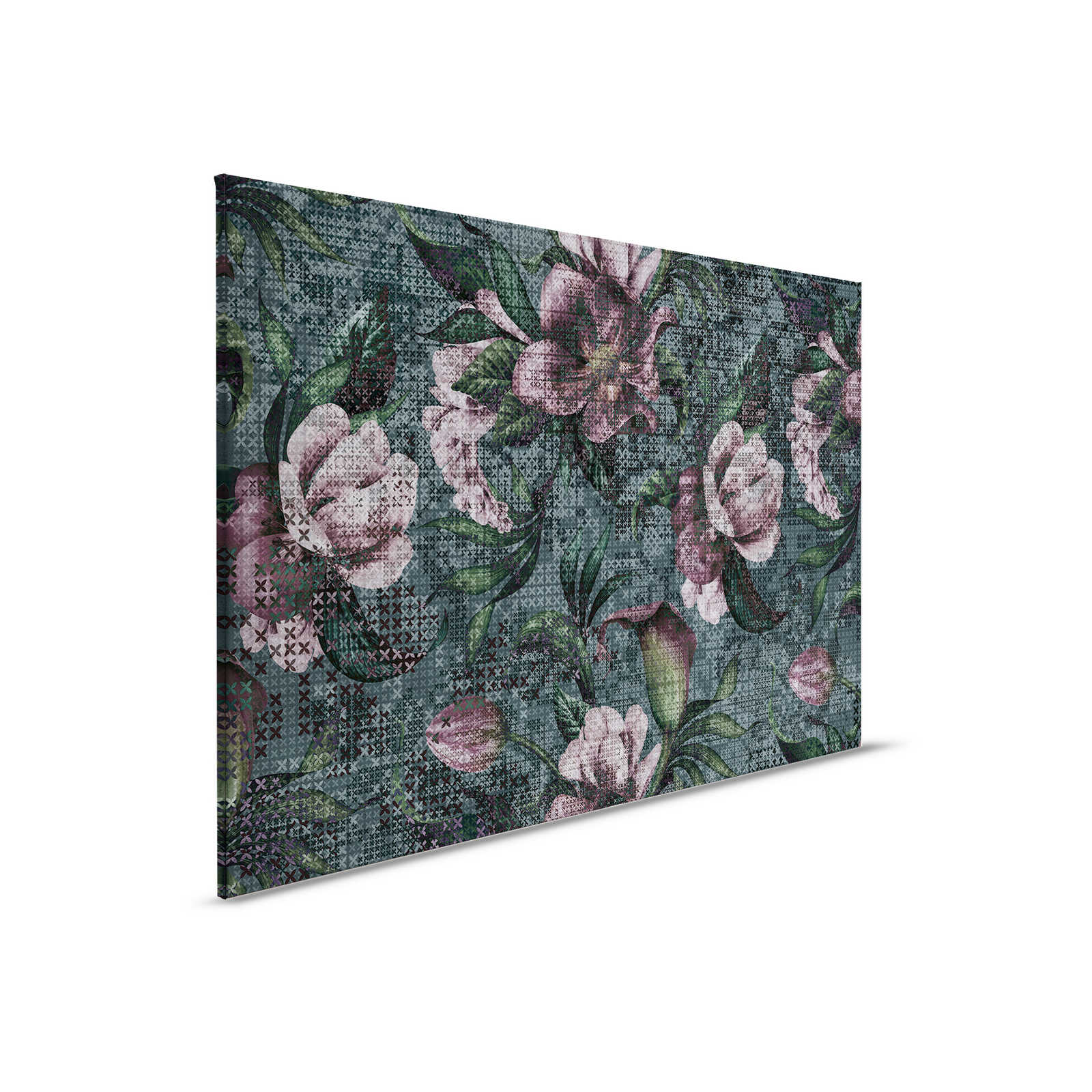 Flowers Canvas Painting Pixel Design - 0.90 m x 0.60 m
