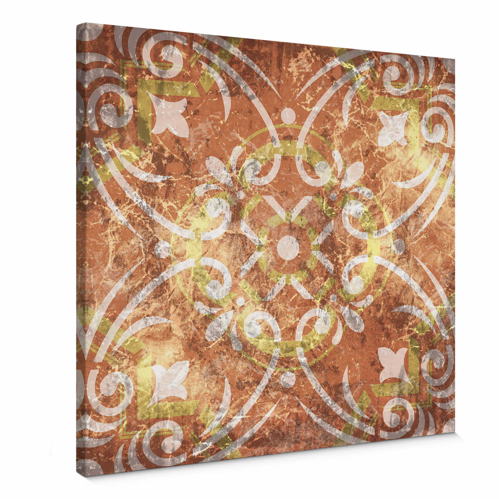         Square Canvas print Mediterranean ornament design – orange
    