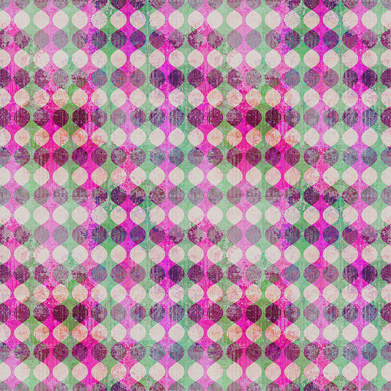 Garland 1 - Retro 70s Wallpaper - Green, Pink | Matt Smooth Non-woven
