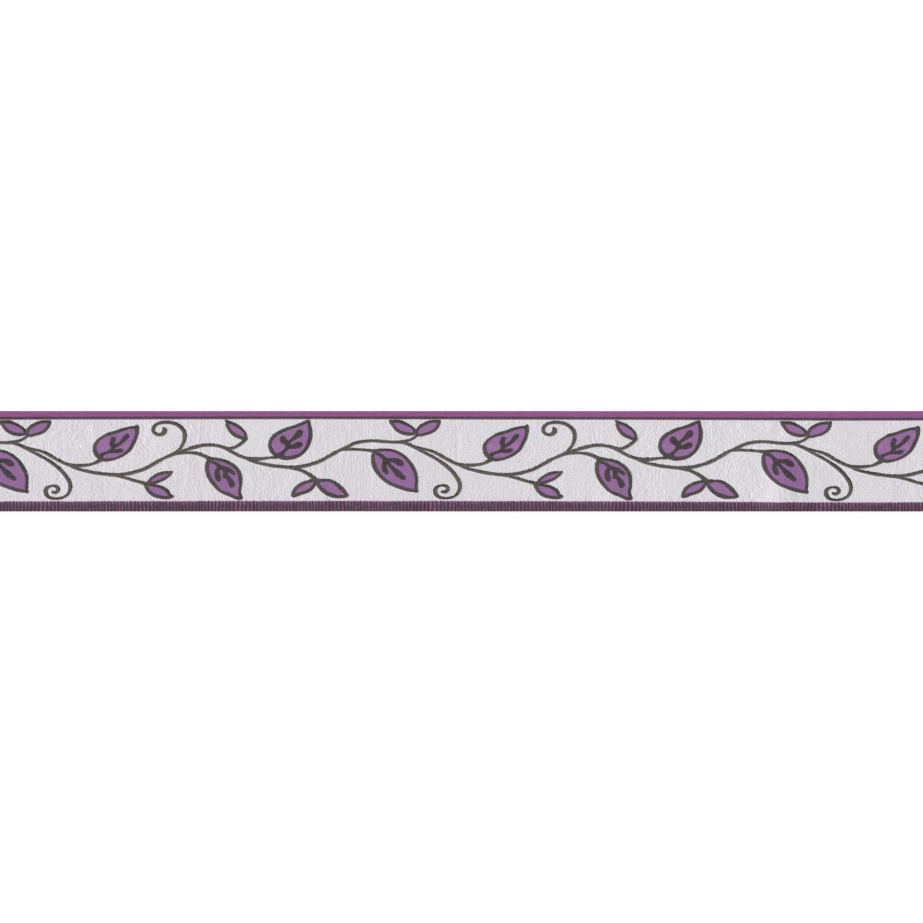         Border with purple leaf tendrils and textured pattern - Purple, Cream, Black
    