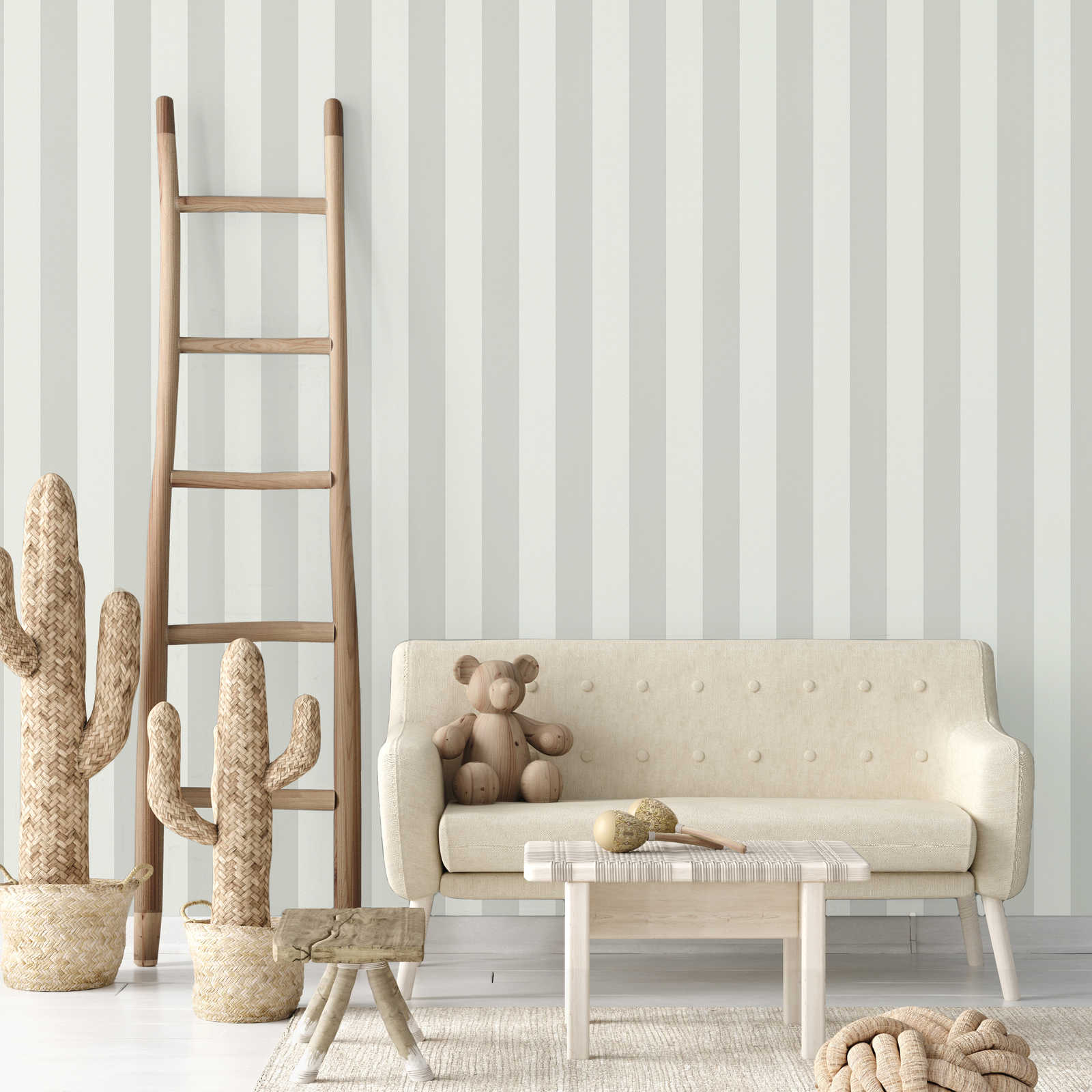             Stripes wallpaper with textured pattern, block stripes grey & white
        