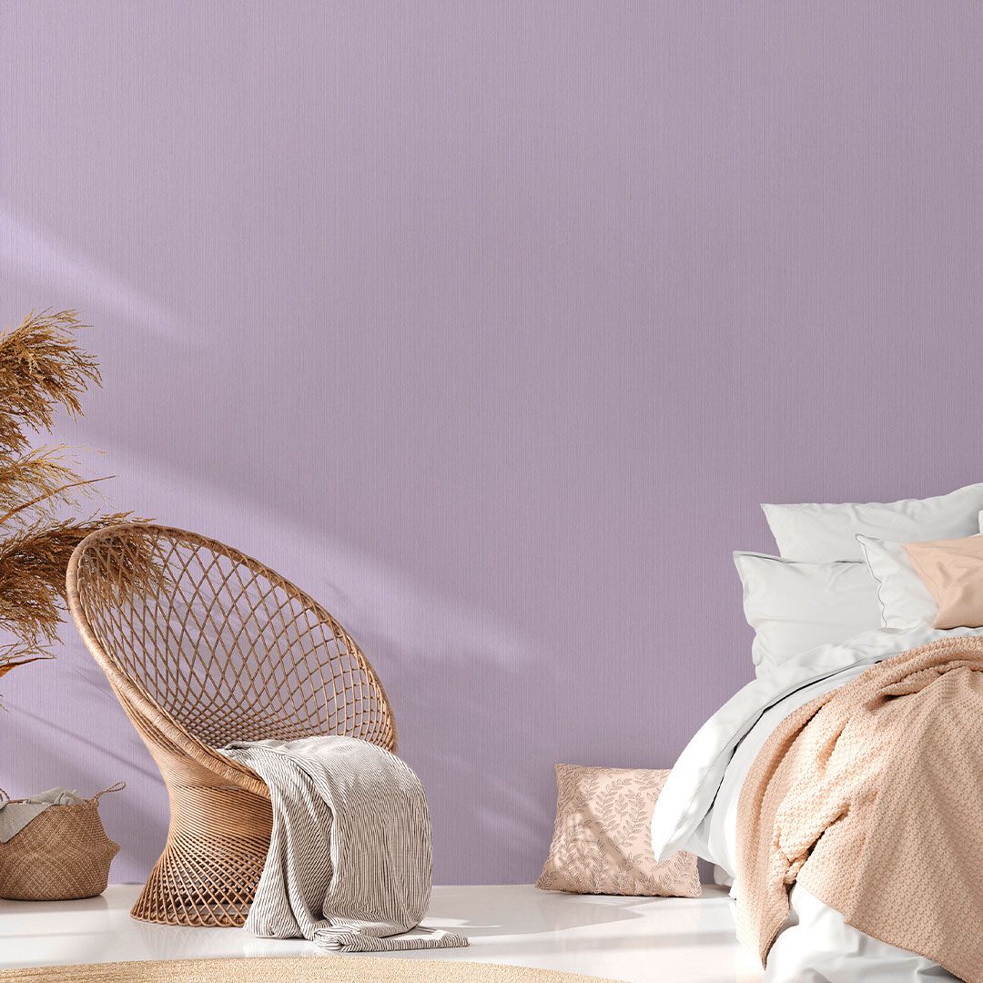 Purple wallpaper for trendy bedroom design AS379878