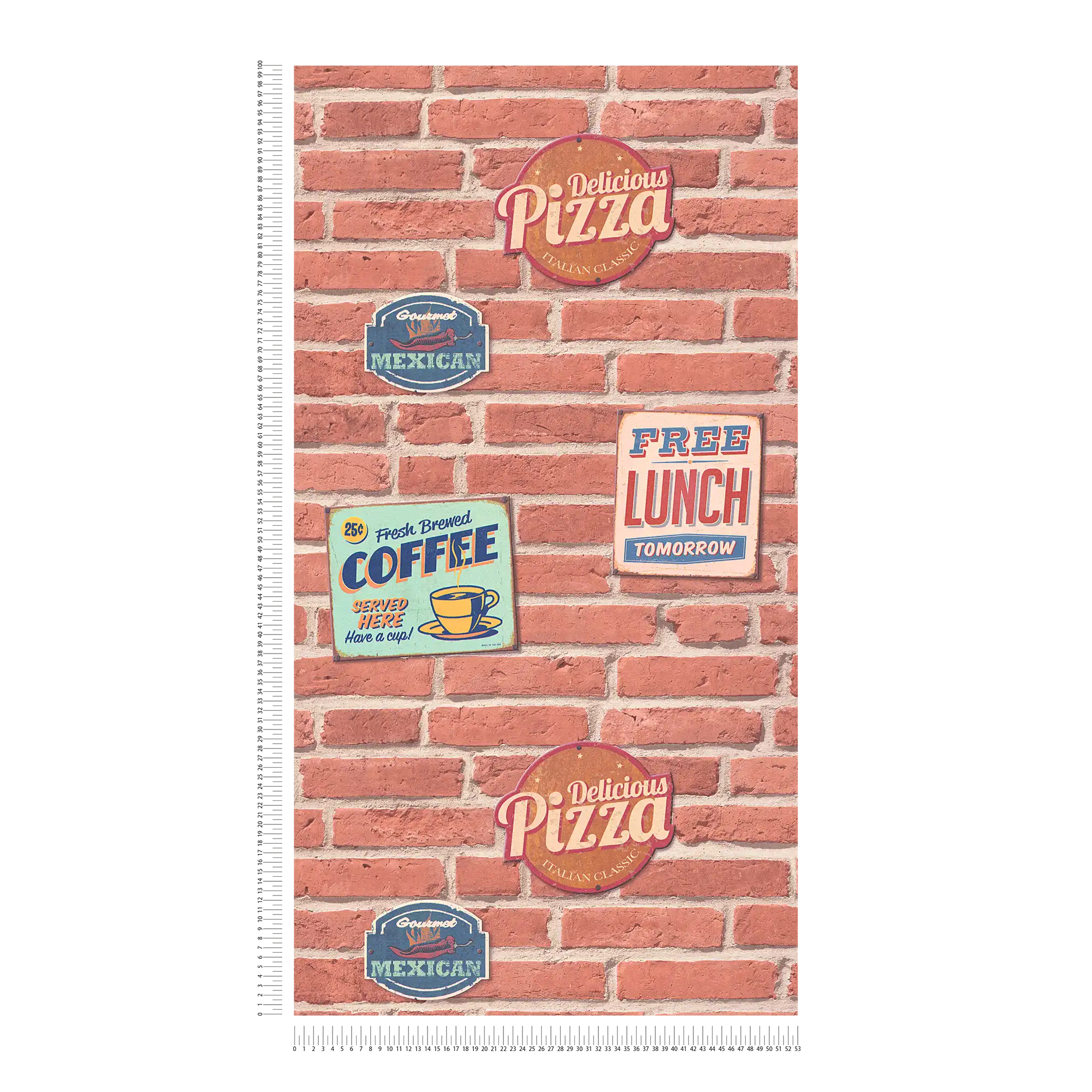             Stone wallpaper brick wall American Diner style - Colorful
        