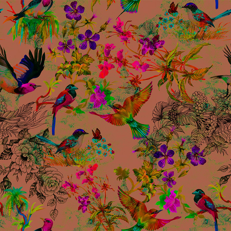         Bird mural in colourful collage style - Colorful, Brown
    