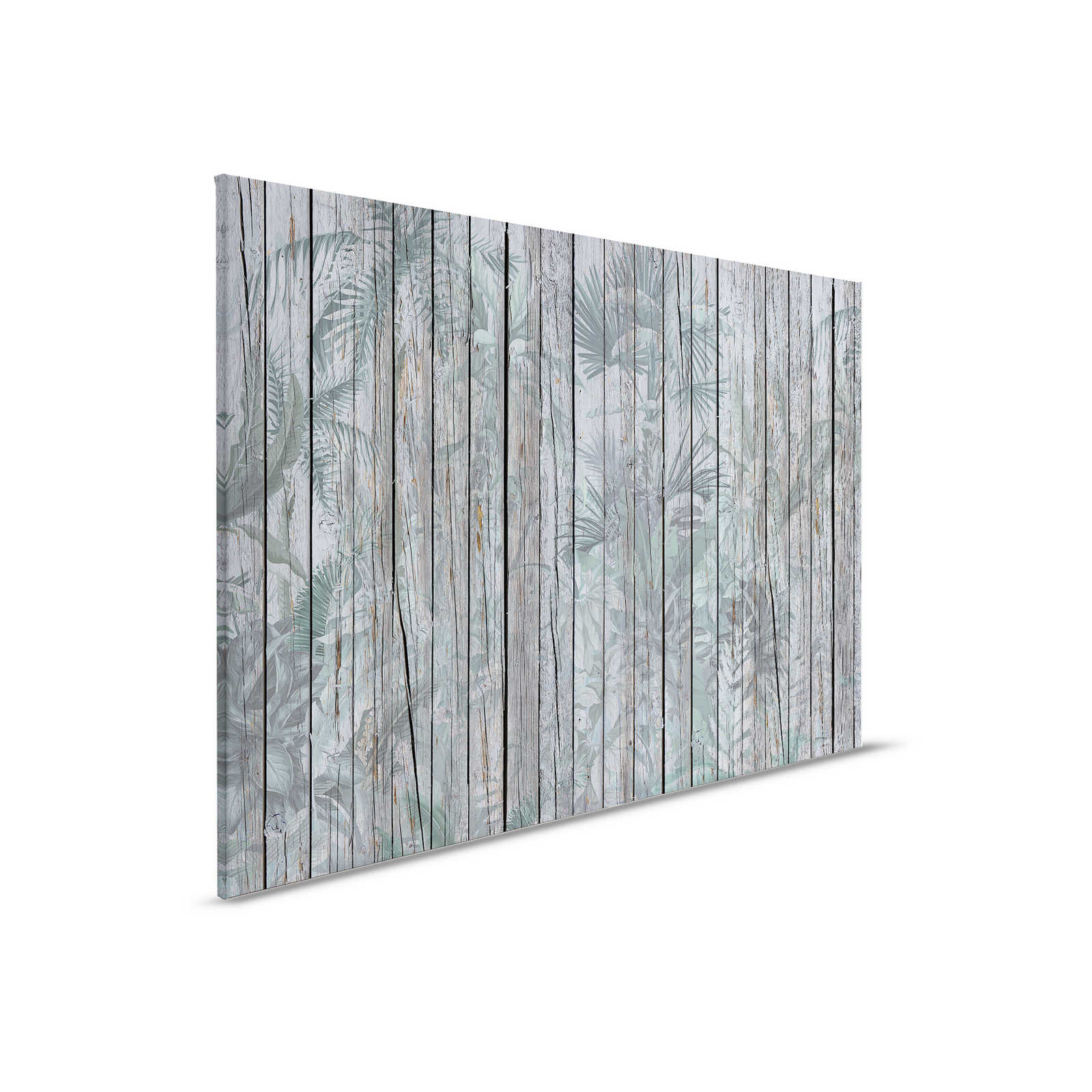 Canvas painting Wooden wall with jungle plants - 0,90 m x 0,60 m
