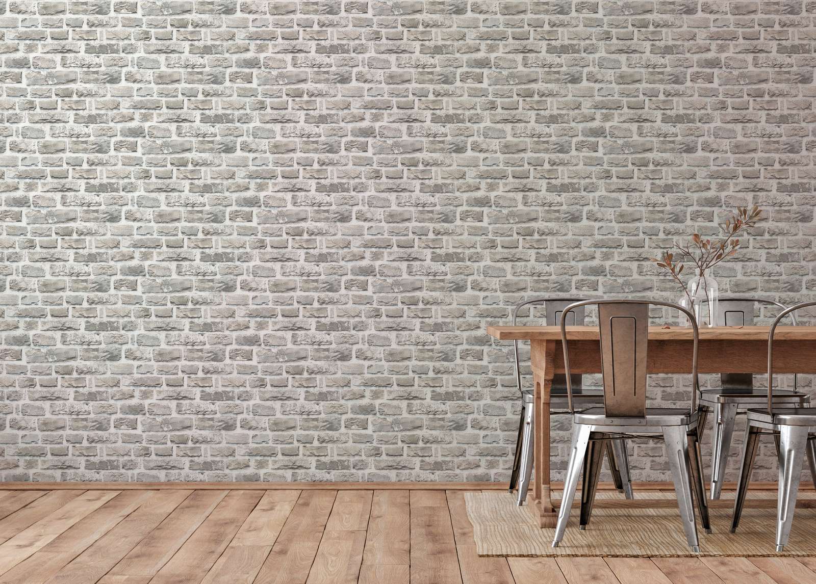             Wallpaper in stone look with quarry stones, natural stone - beige, grey
        