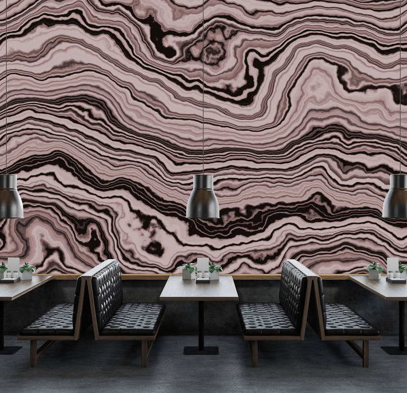             Onyx 3 - Cross section of an onyx marble as photo wallpaper - Pink, Black | Textured non-woven
        