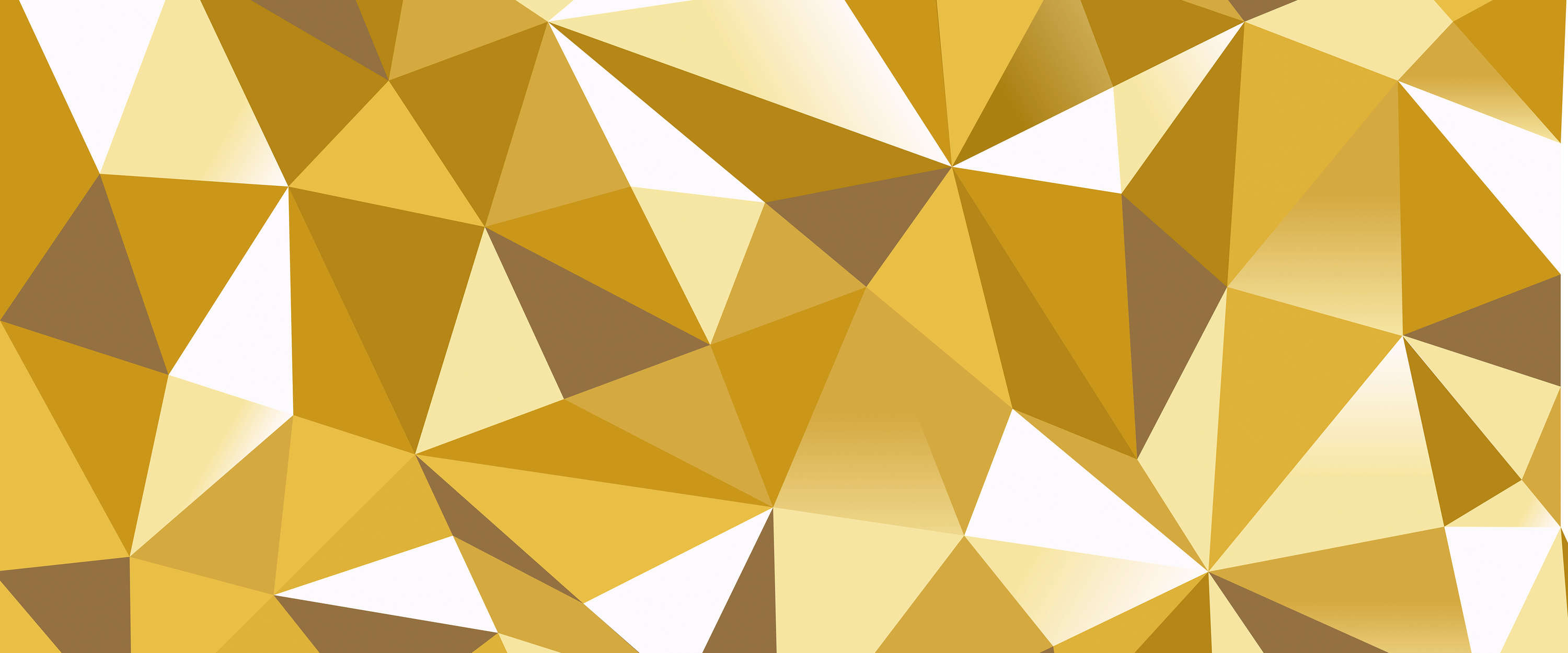             3D Kijk Behang - Polygoon Kunstwerk Gouden Kristallen
        