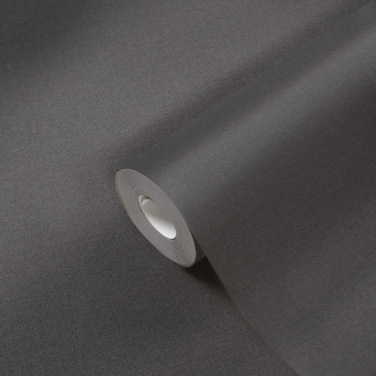             Papel pintado liso de aspecto de lino con diseño texturizado - gris, negro
        