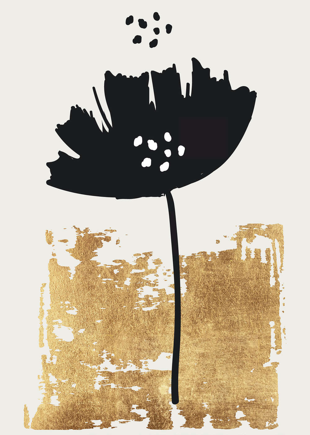             Photo wallpaper art linocut flower & gold texture
        