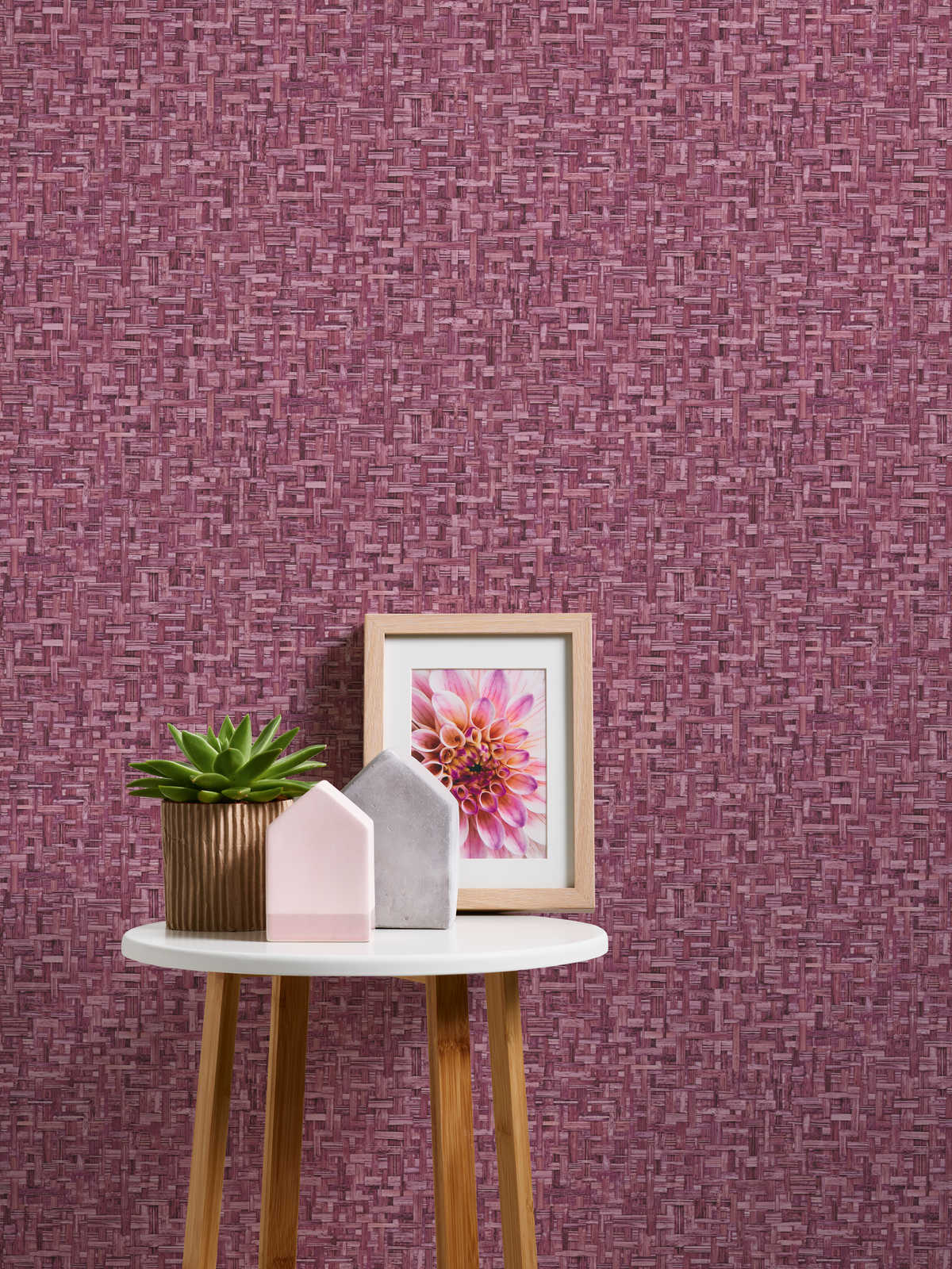             Non-woven wallpaper purple with braid pattern & texture design - pink, red
        