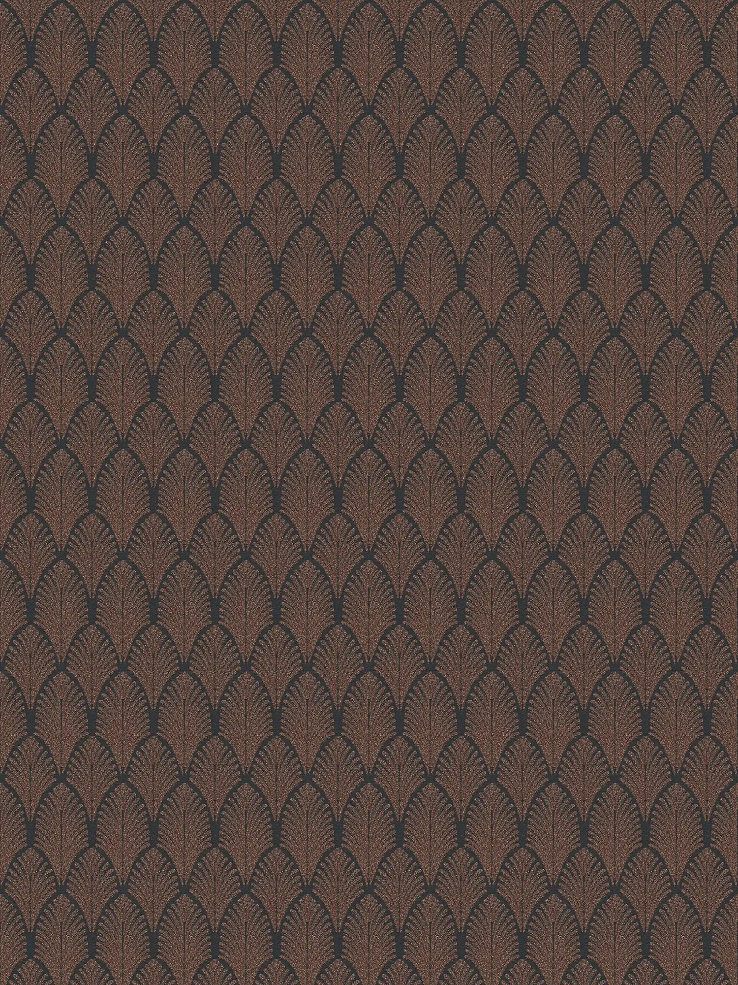 Pattern wallpaper metallic design in art deco style - copper, black
