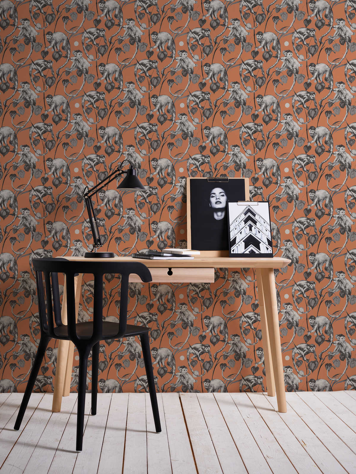             MICHALSKY papier peint singe & jungle motif - orange, gris
        