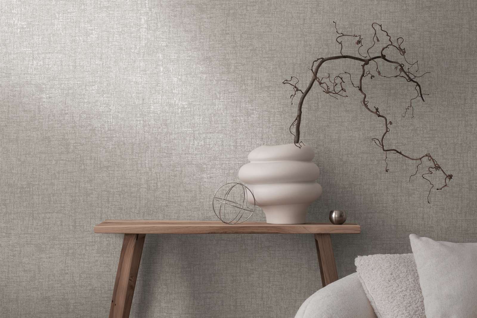             Vliesbehang met textuur in textiellook - grijs, donkergrijs
        