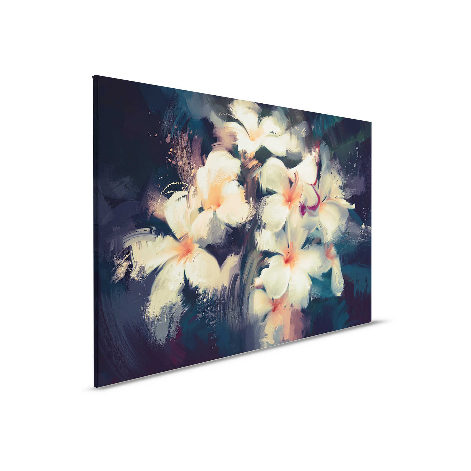Canvas schilderij Boeket bloemen geschilderd met veegtechniek - 0,90 m x 0,60 m
