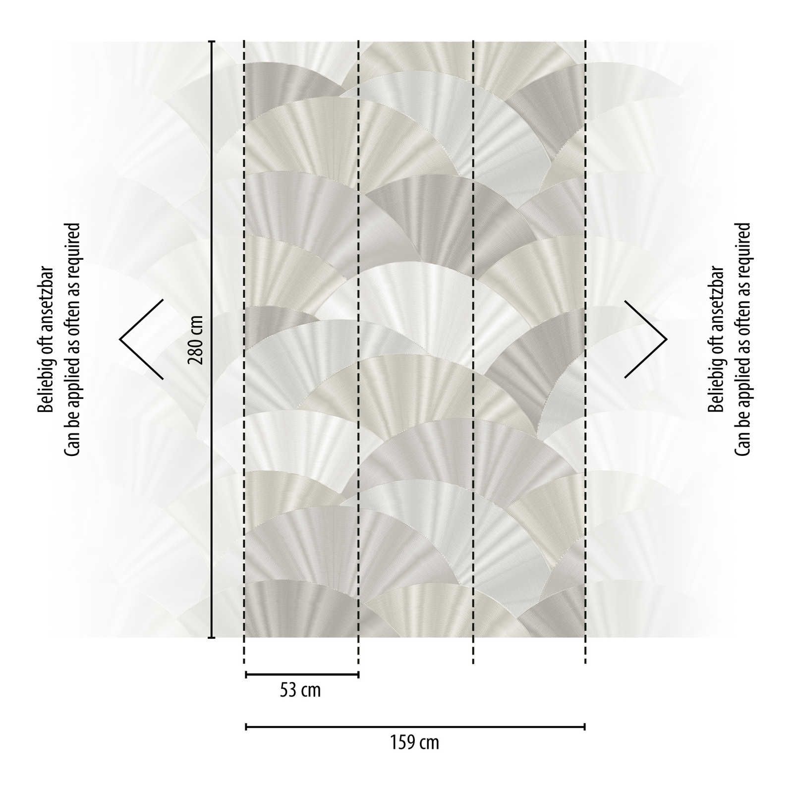             Non-woven wallpaper fan pattern with fabric look - grey, silver
        