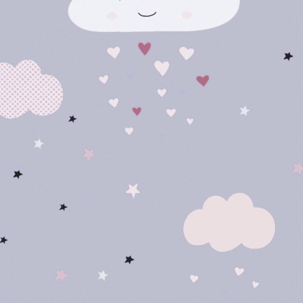            Nursery wallpaper girl night sky - grey, pink, beige
        