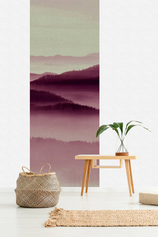             Horizon Panels 2 - Forêt mystique Panneau de papier peint À structure en carton - Beige, Rose | Nacré Intissé lisse
        