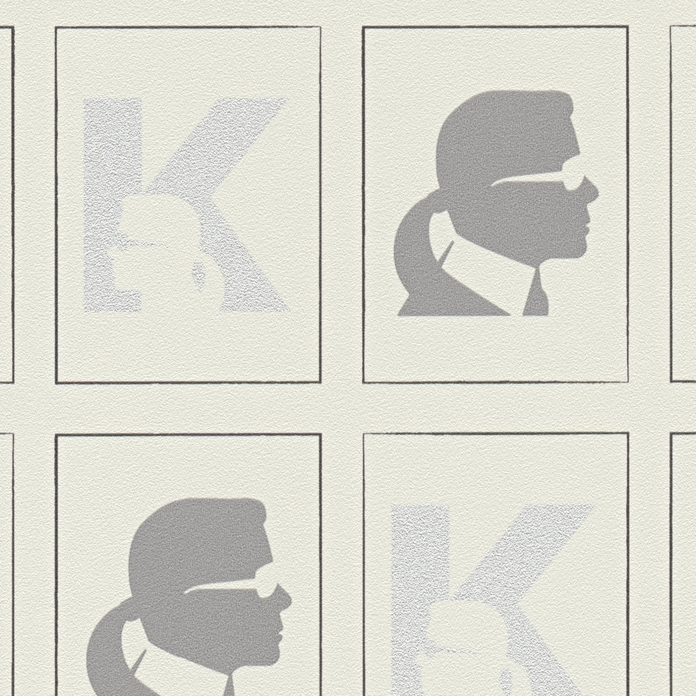            Carta da parati in tessuto non tessuto Karl LAGERFELD con motivo a profilo - grigio, nero
        