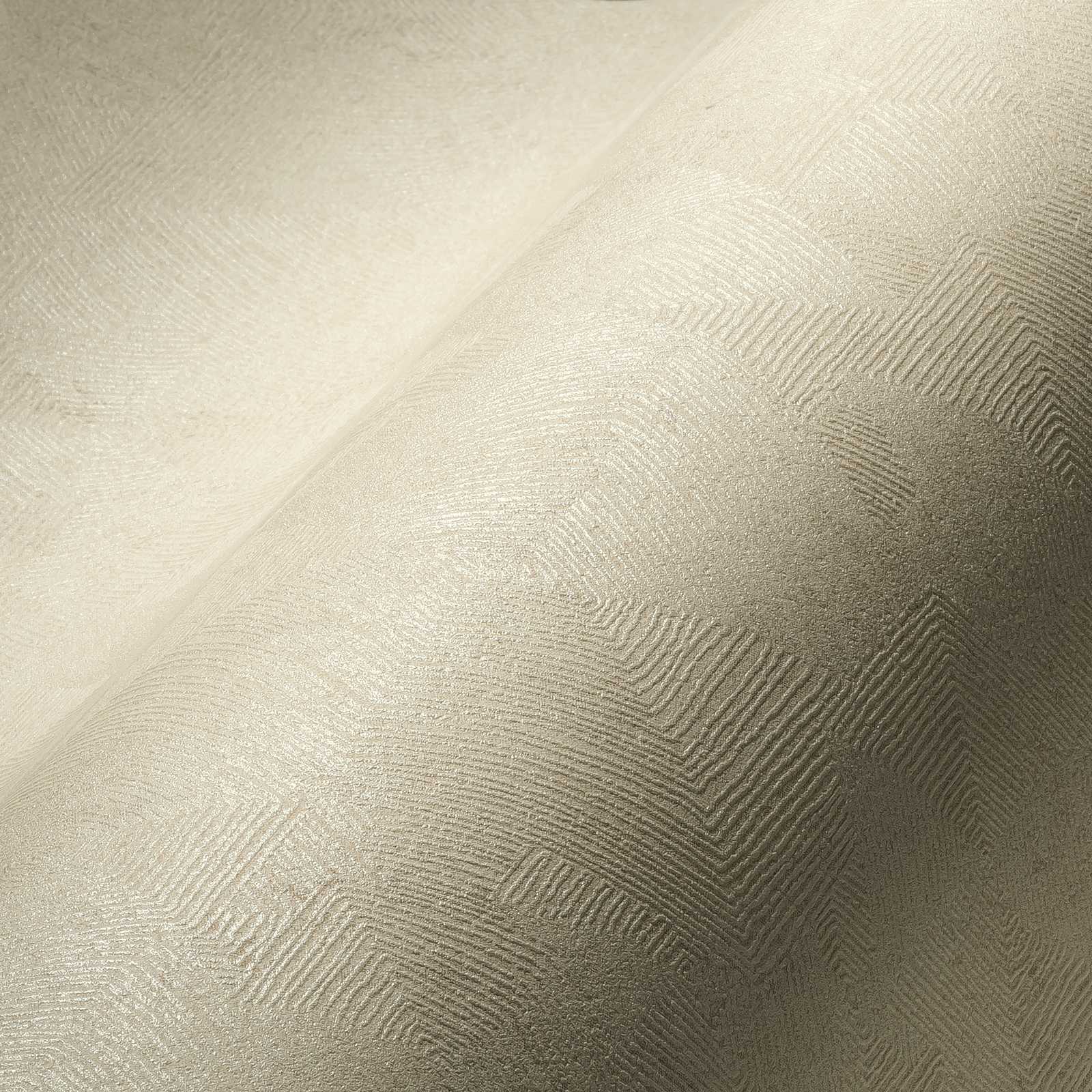             Melange wallpaper with graphic structure in ethnic look - beige, metallic
        