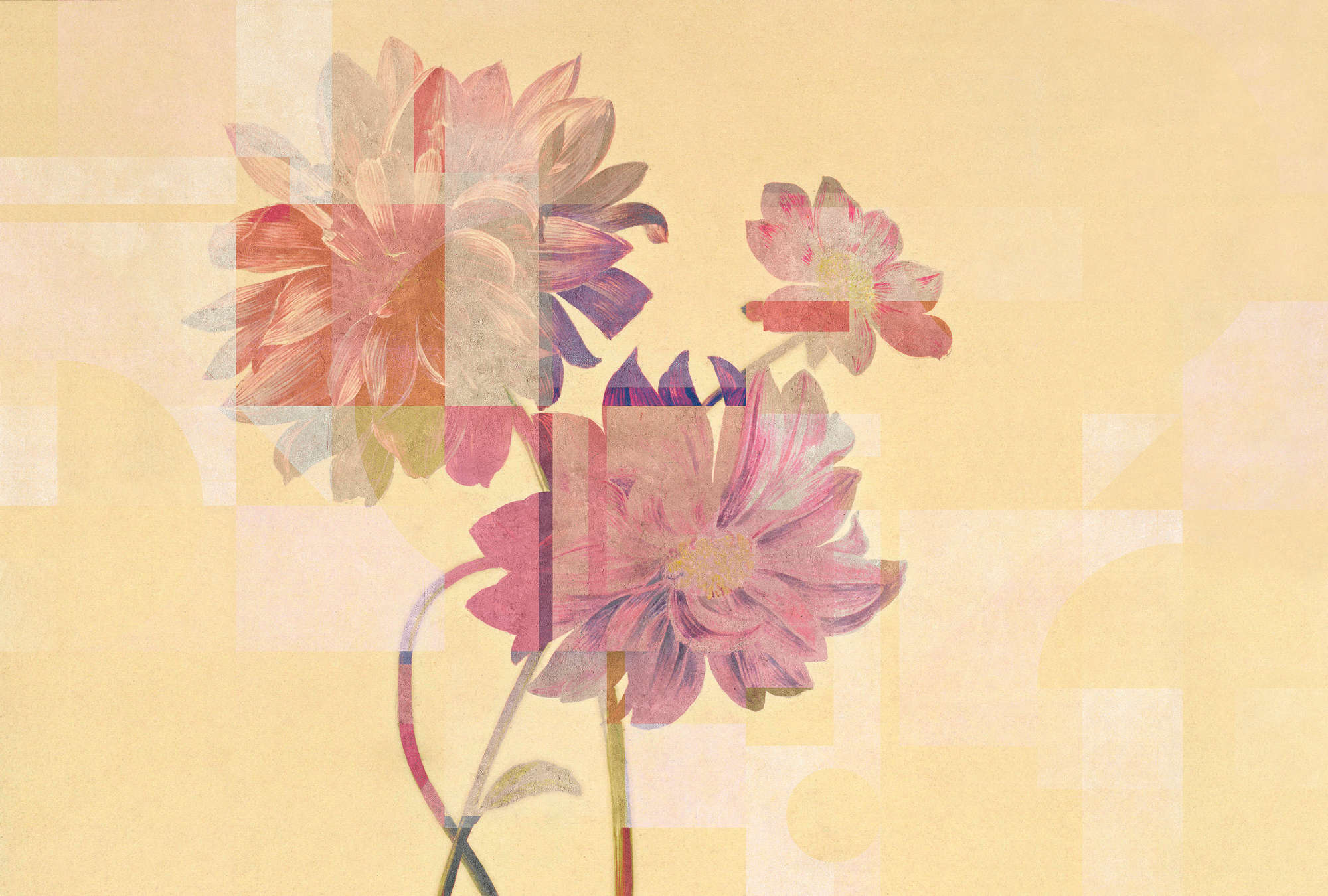             Queens Garden 2 - Orange photopapier peint motif fleurs & graphisme
        