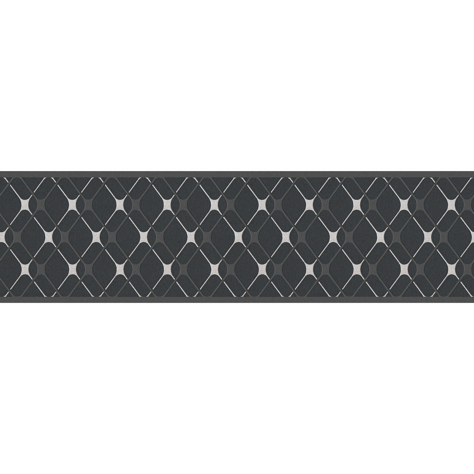         Self-adhesive wallpaper border with diamond pattern - black, white
    