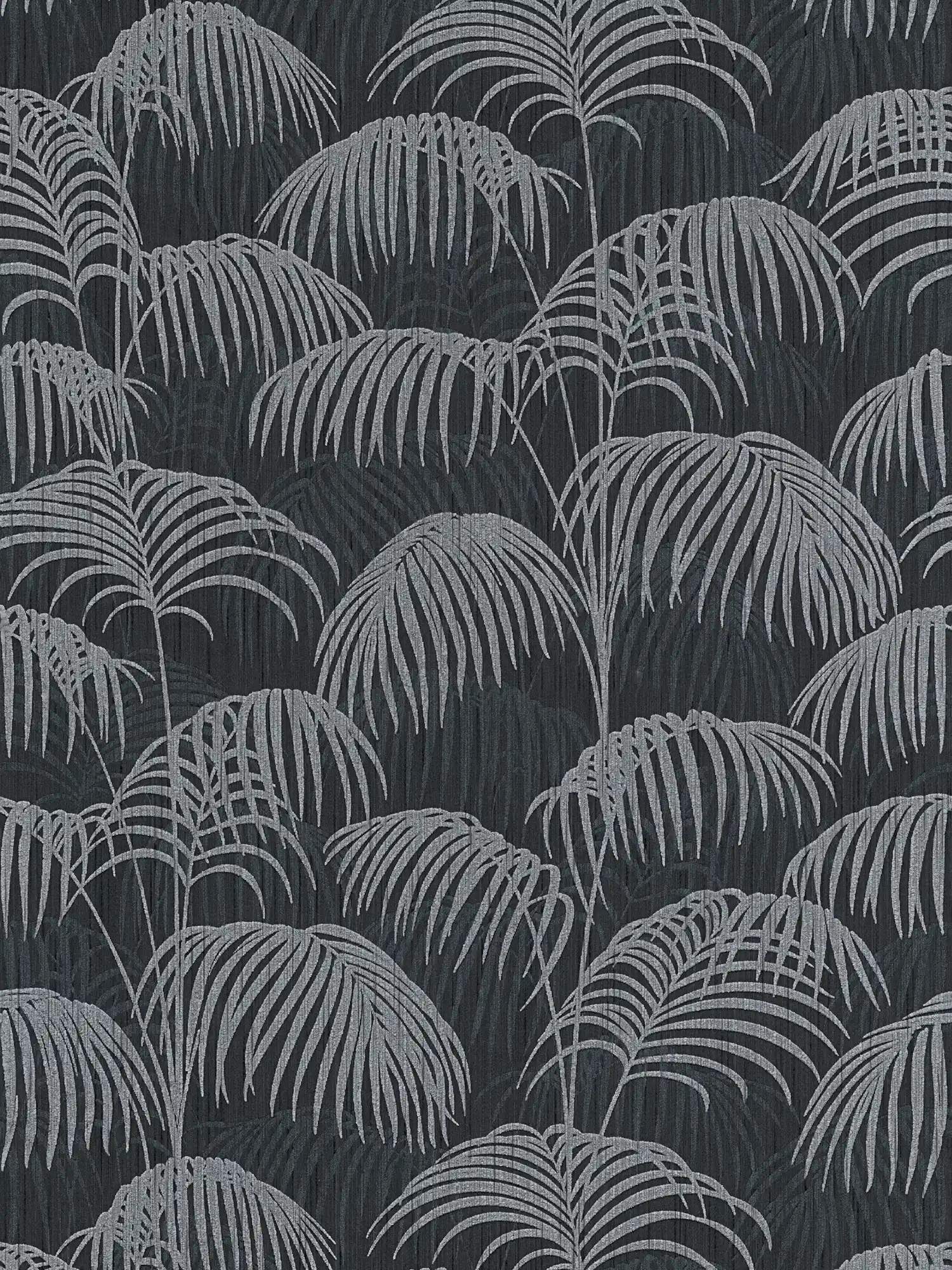 behang palmbladeren natuurpatroon met dieptewerking - grijs, zwart
