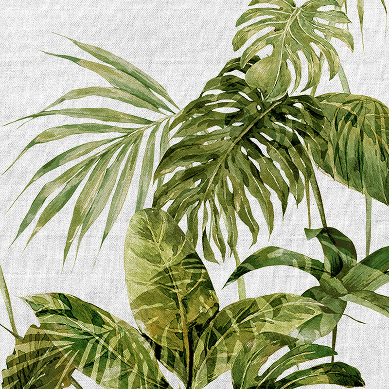 Tropical mural monstera leaves in watercolour style - green, grey
