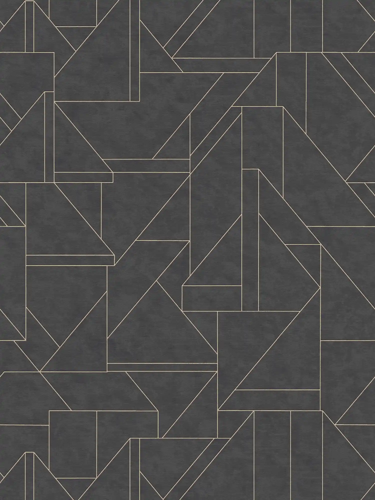 Non-woven wallpaper with discreet line pattern - black, gold
