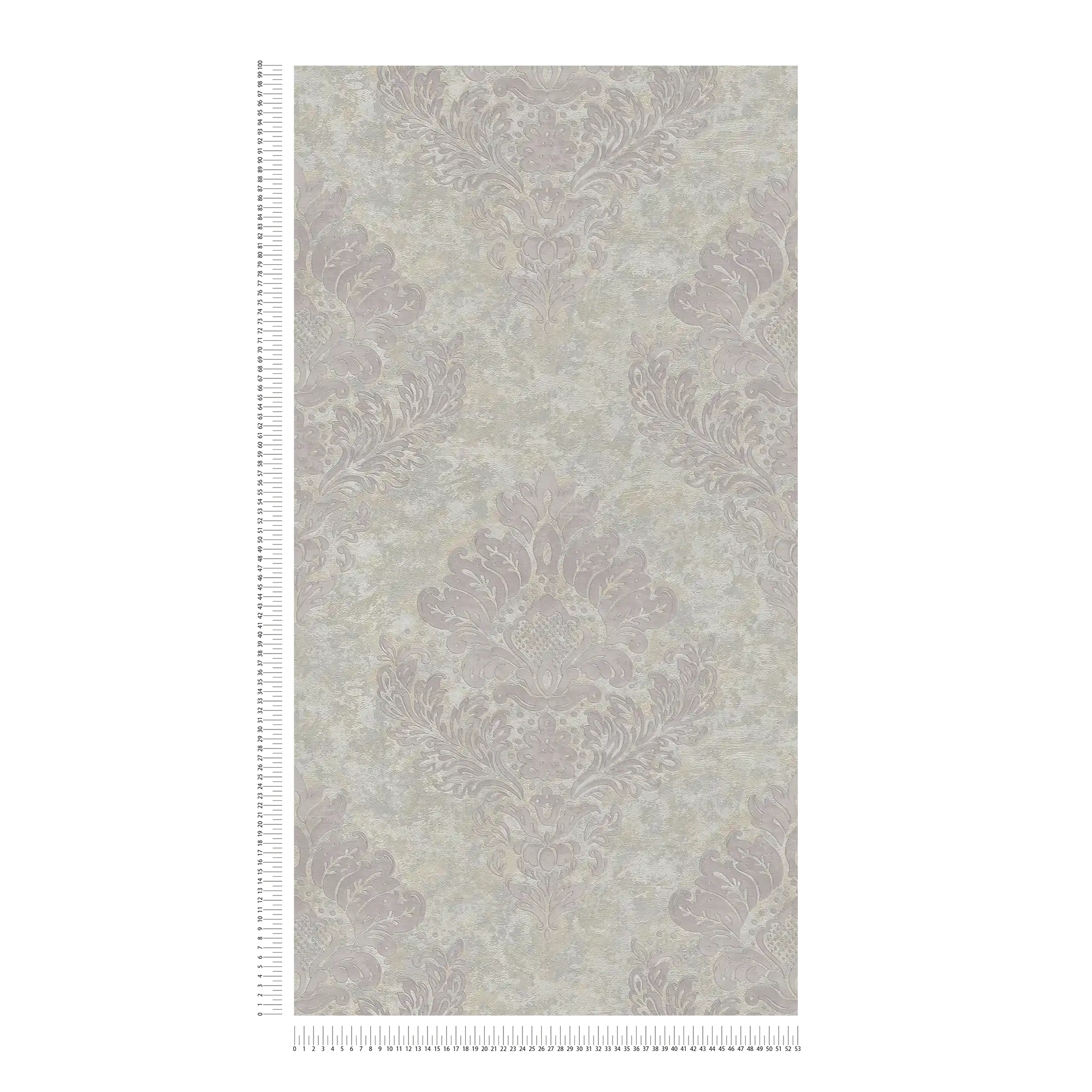             Papier peint avec ornements floraux & effet métallique - beige, gris
        