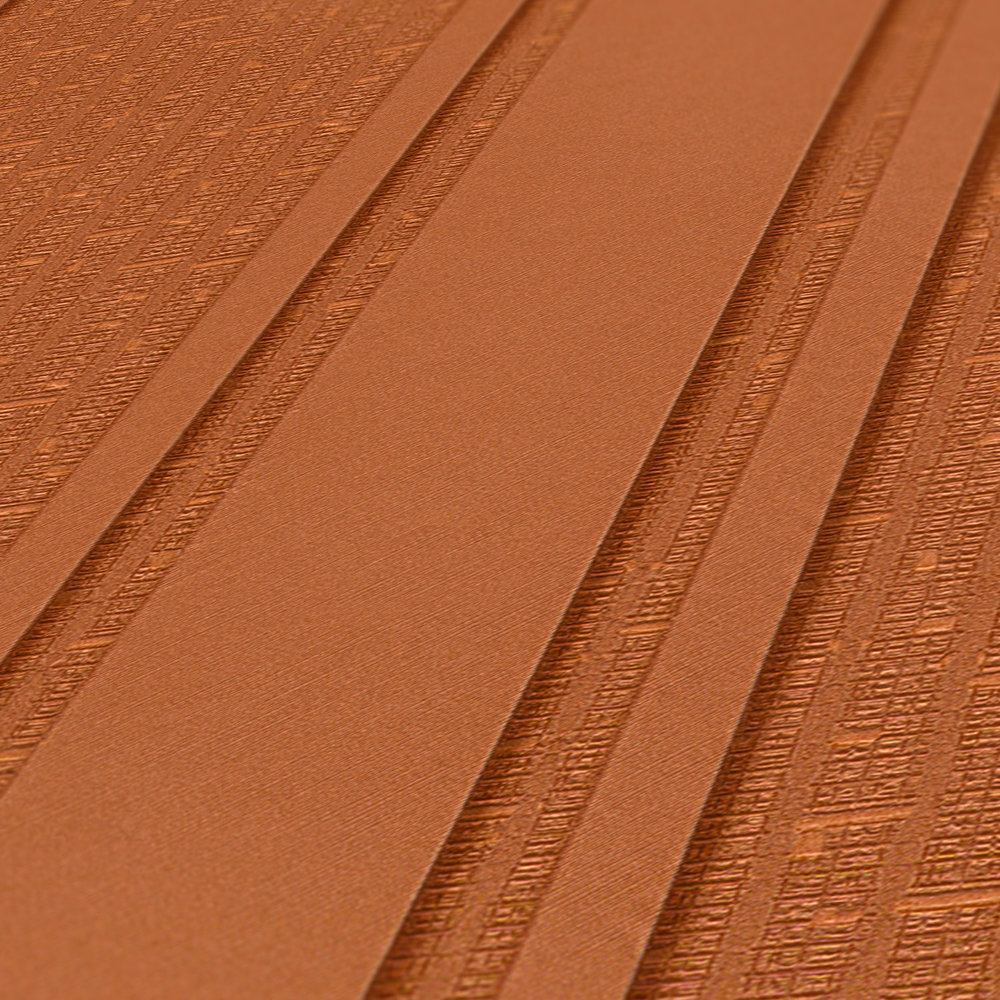             VERSACE Papier peint métallique rayures & effet structuré - métallique, orange
        