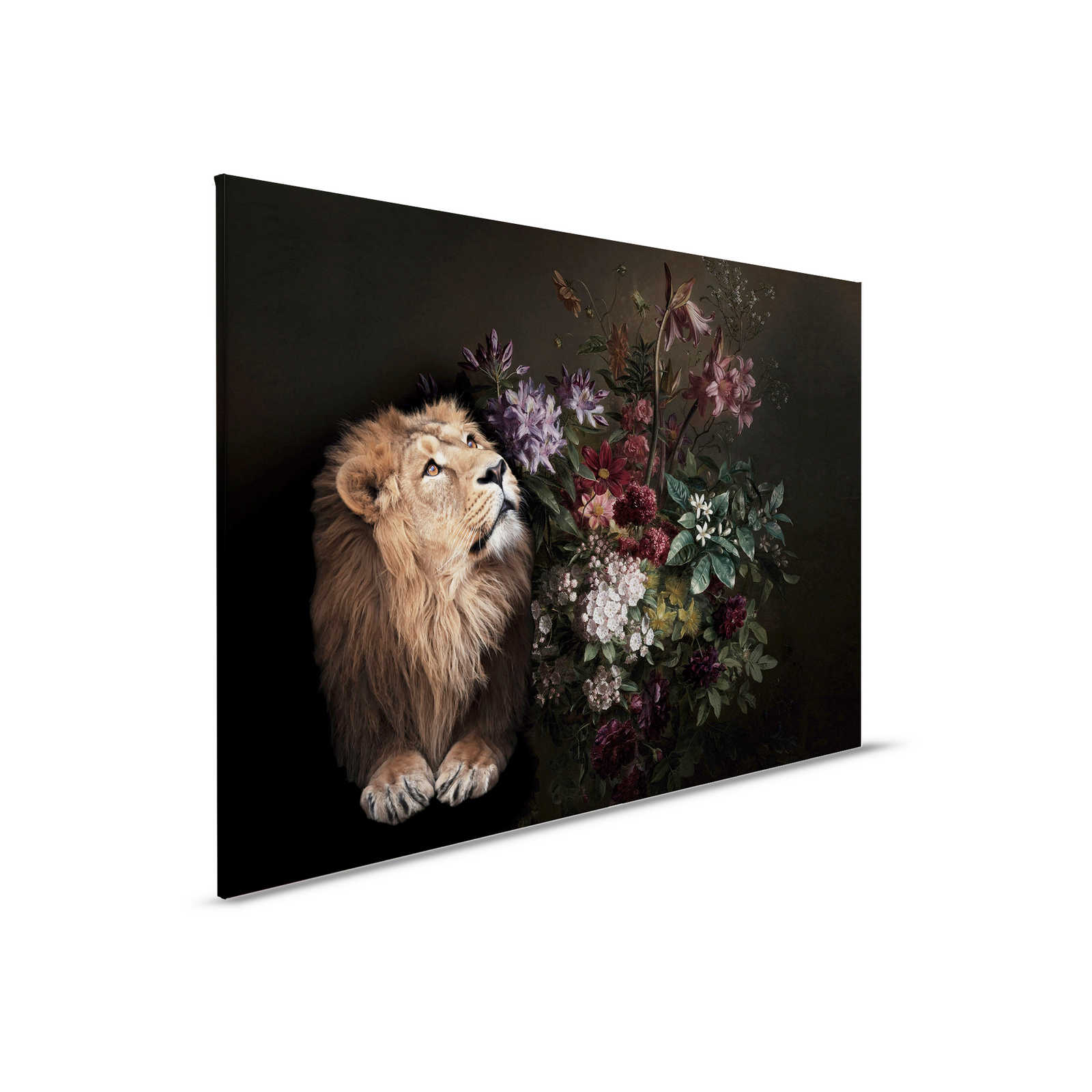         Canvas painting Lion Portrait with Flowers - 0,90 m x 0,60 m
    