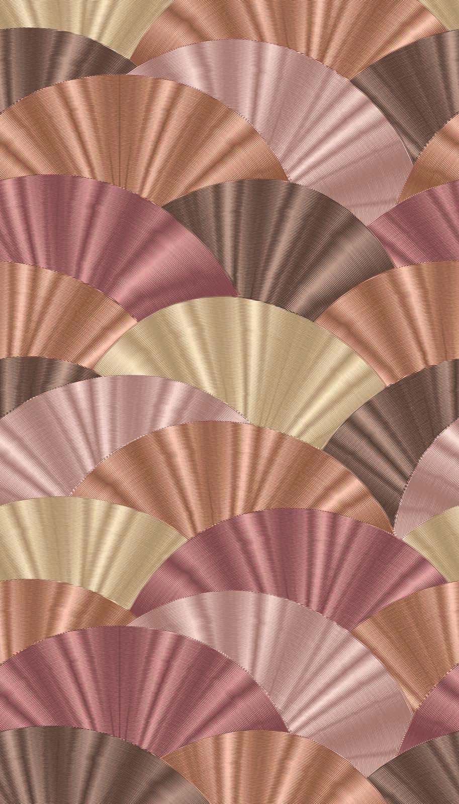             Vliesbehang met waaiermotief in zachte tinten - roze, crème, beige
        