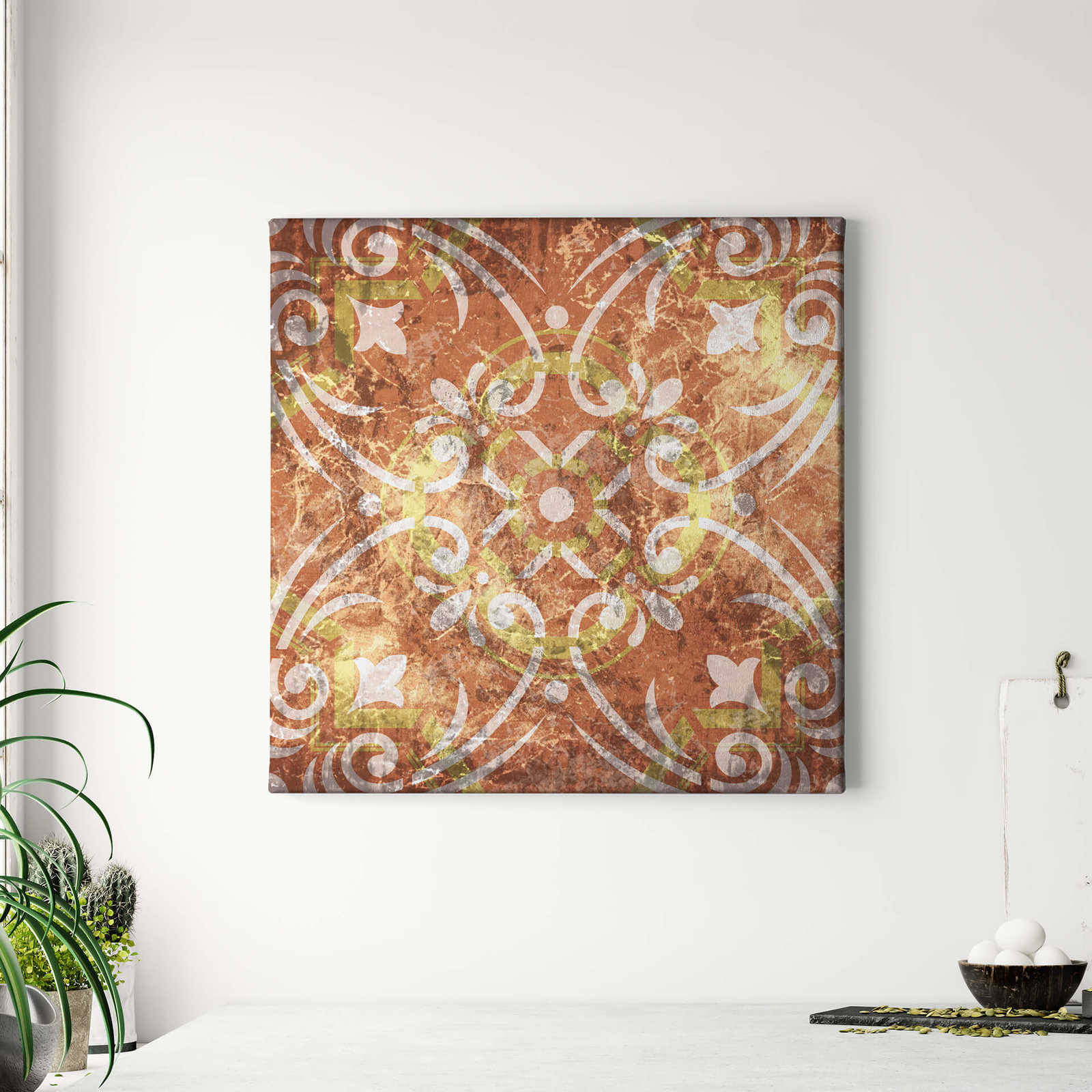             Pittura su tela quadrata con ornamento mediterraneo - 0,50 m x 0,50 m
        
