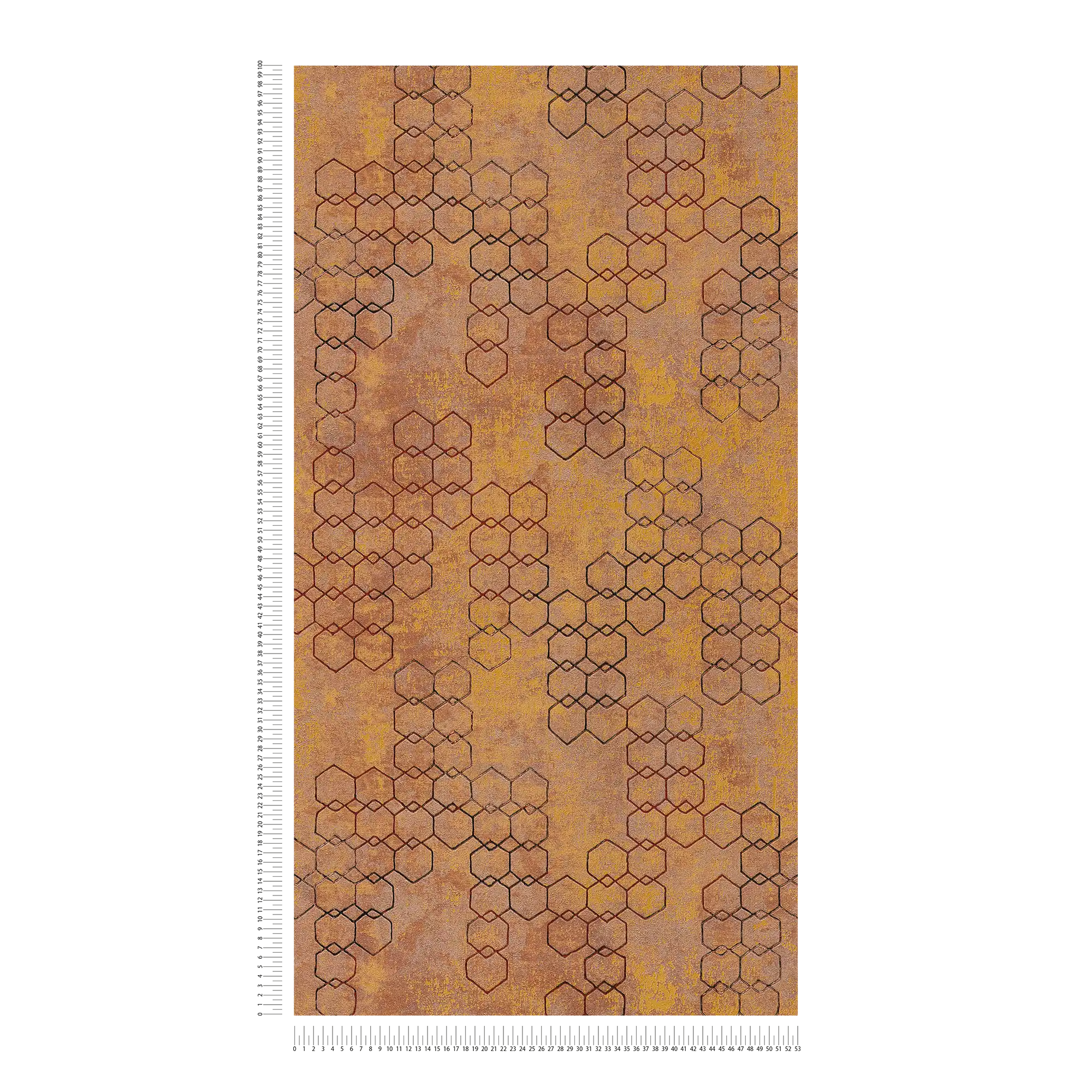             Papier peint à motifs géométriques de style industriel - orange, or, marron
        