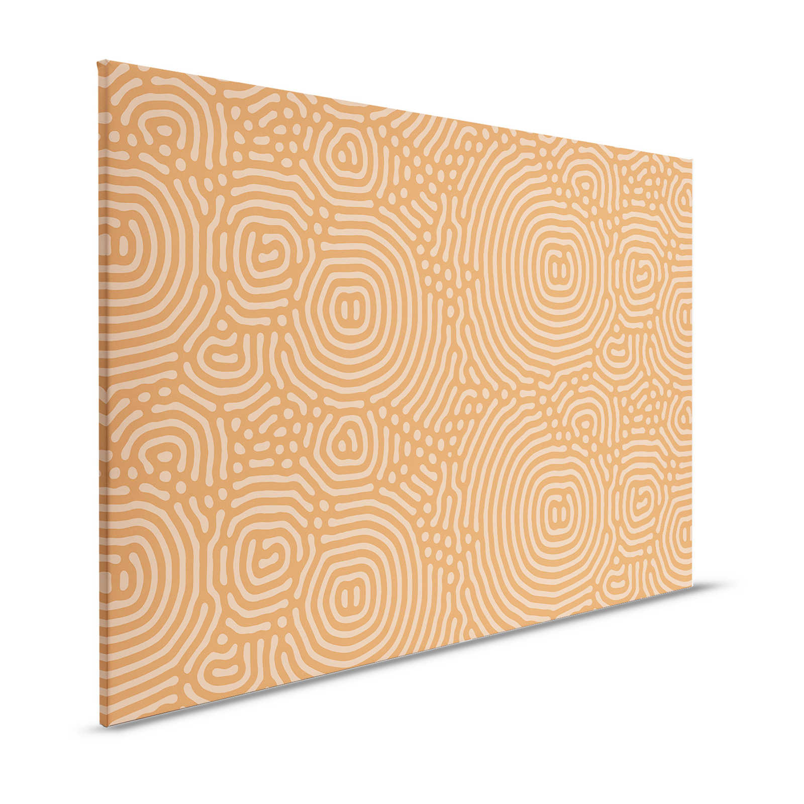 Sahel 2 - Pittura su tela arancione con motivo a labirinto in terracotta - 1,20 m x 0,80 m
