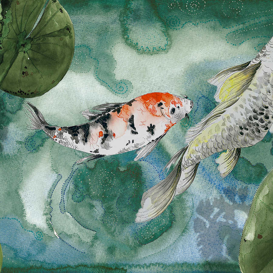 Koi watercolour style mural on mother of pearl smooth vinyl
