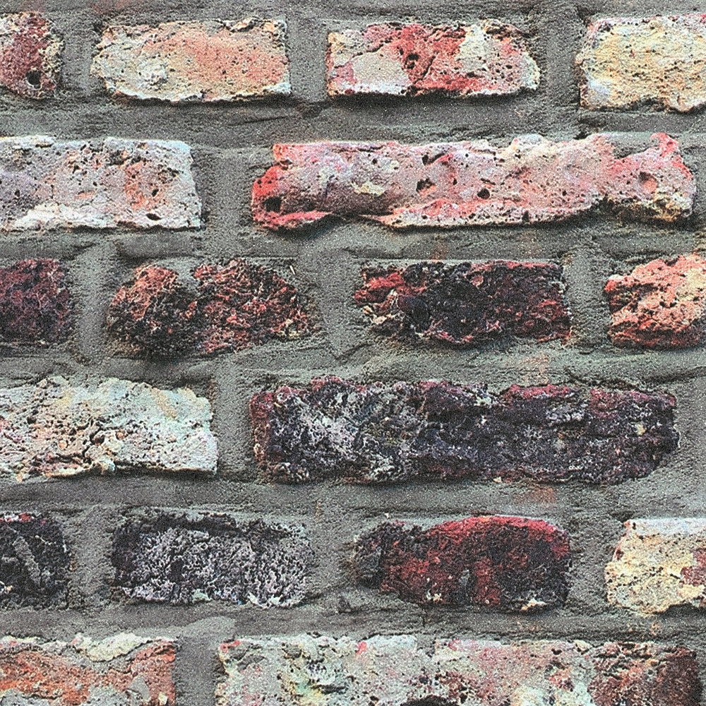             Carta da parati in pietra in mattoni rustici in stile industriale - marrone, grigio, beige
        