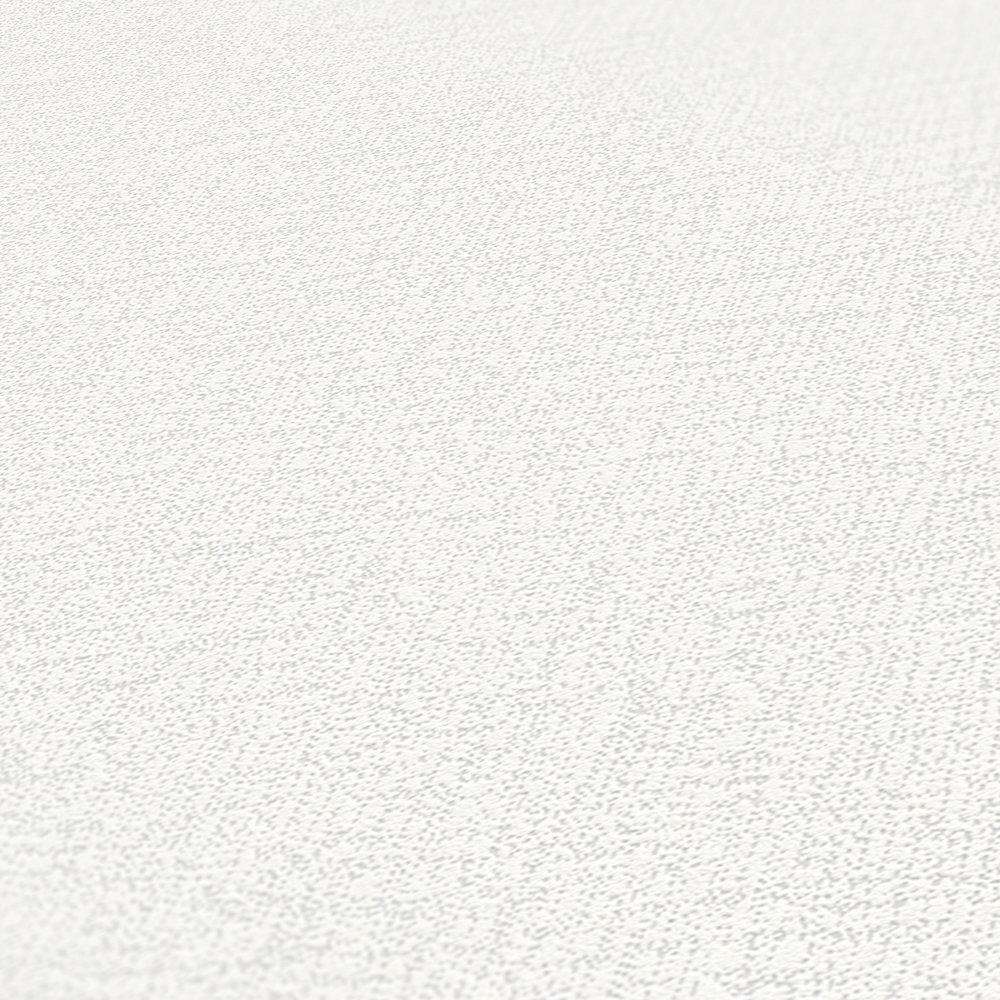             Cream white non-woven wallpaper with textile texture - white
        